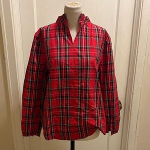 J. Crew Plaid Top with Ruffles